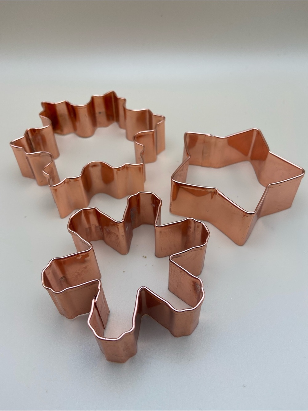 Copper Snowflakes and Star Cookie Cutter Set — 3 Pieces